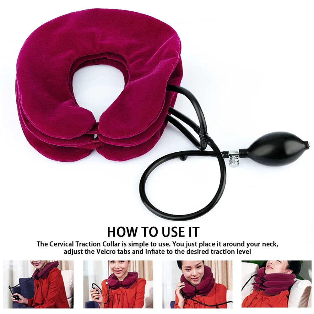 Inflatable Neck Collar Traction Device for Chronic Neck & Shoulder Alignment Pain