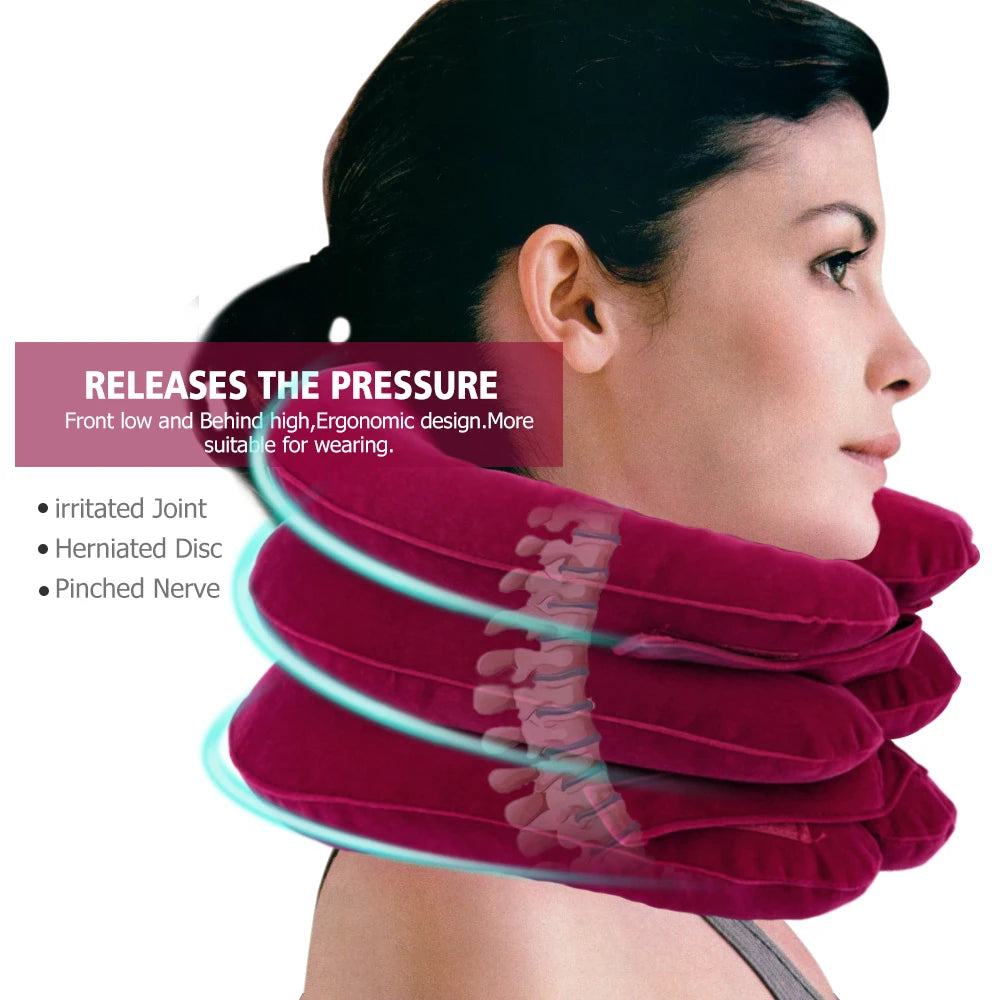 Inflatable Neck Collar Traction Device for Chronic Neck & Shoulder Alignment Pain