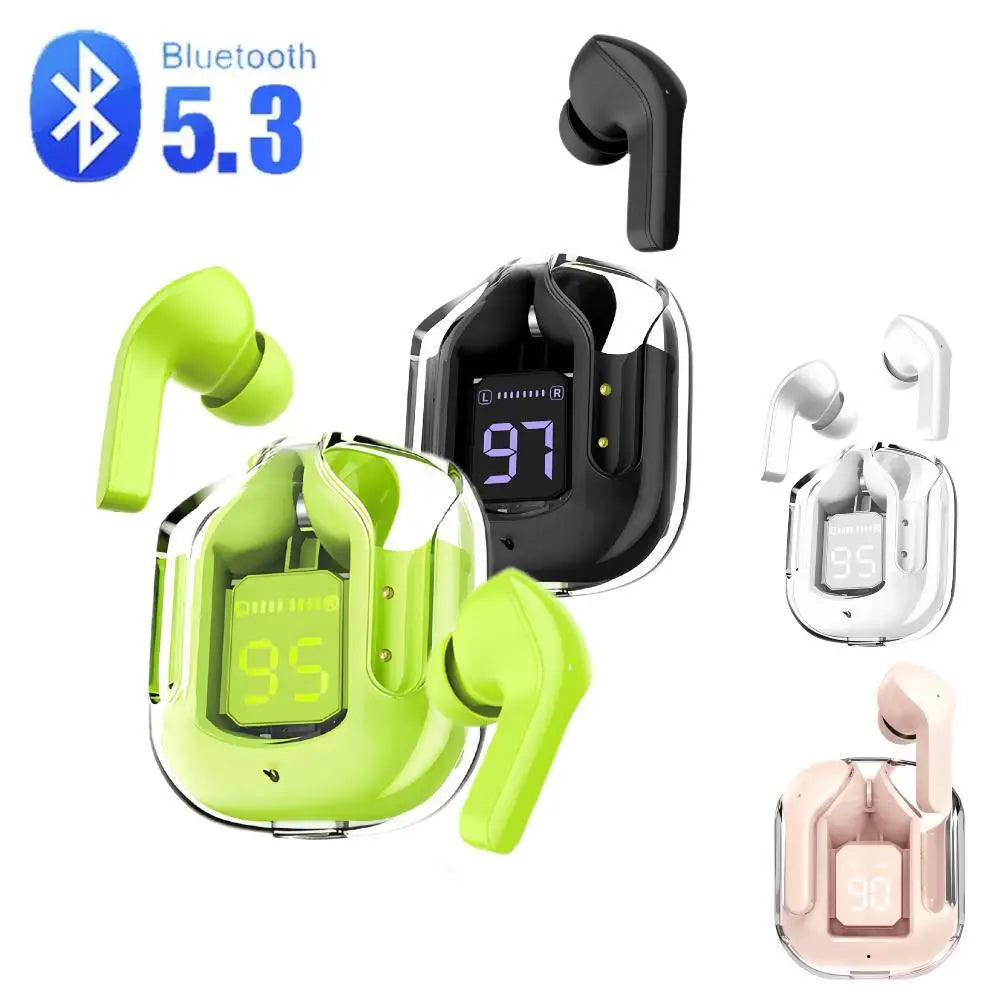 Transparent Wireless Bluetooth Earbud Noise Canceling Headphone with Digital Display Charging Case Waterproof