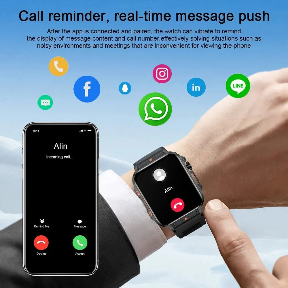 LIGE Smartwatch 1.95 Inch Screen Health Monitoring Waterproof Sport Watch