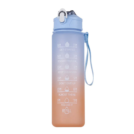 900ML Sports Water Bottle With Time Marker Leak-Proof Cup