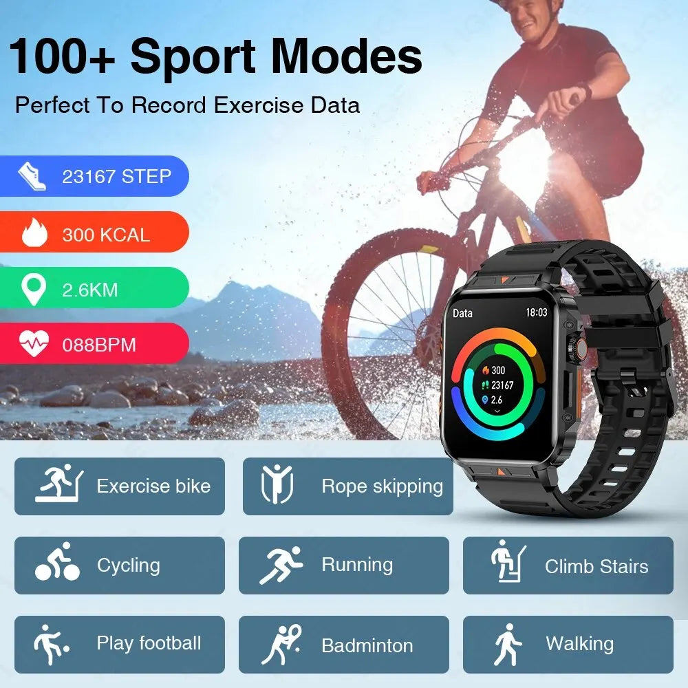 LIGE Smartwatch 1.95 Inch Screen Health Monitoring Waterproof Sport Watch