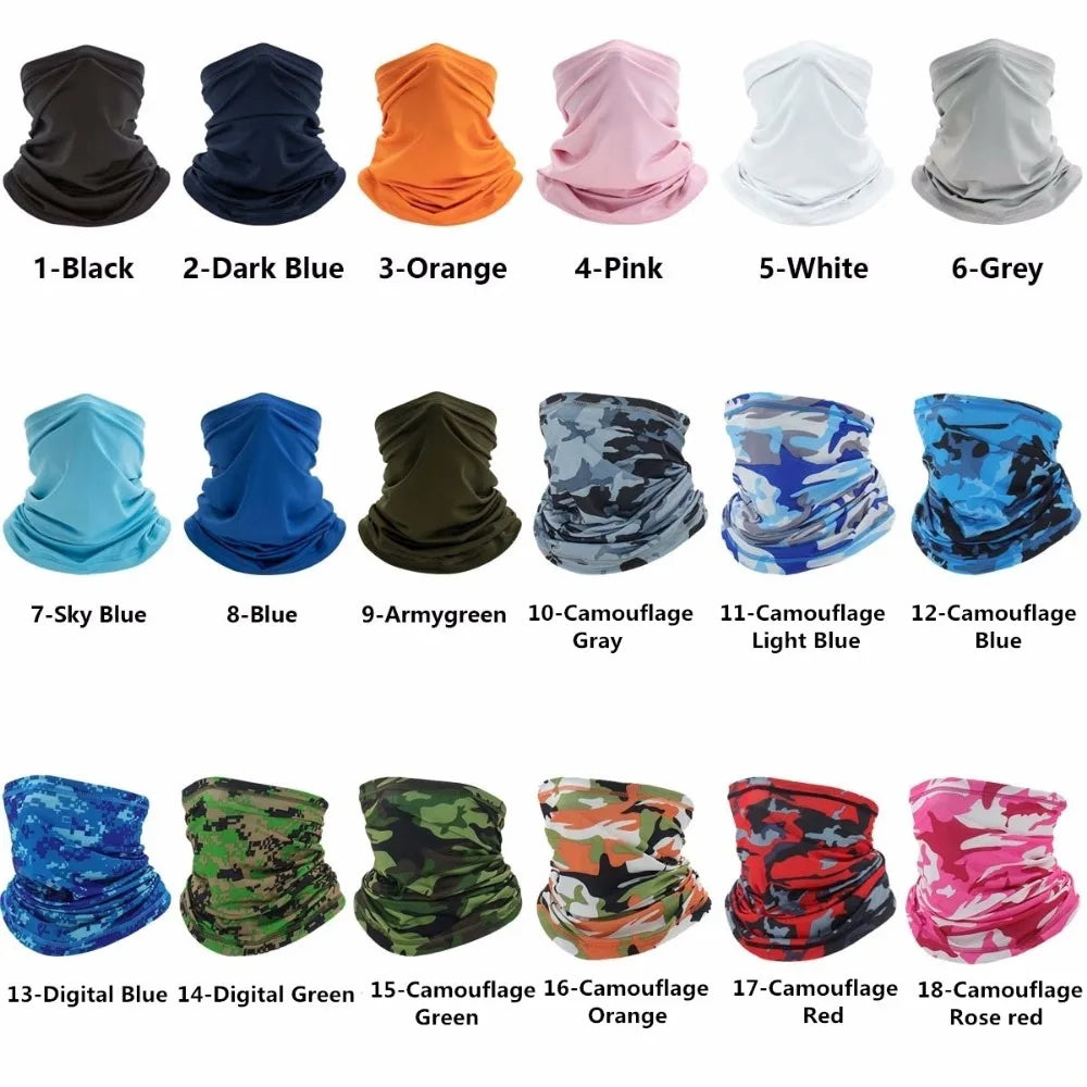 Multi-purpose Bandana Facemask Men Women Neck Cover Silk Outdoor Fishing Hiking Headwear Mask