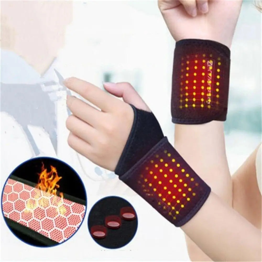 1 Pair Tourmaline Self-Heating Wrist Brace With Infrared Magnetic Therapy Pad