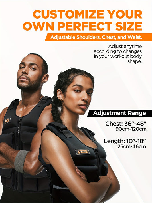 Adjustable Weighted Vest With Shoulder Pads - Adjustable Size - 5lbs Weights