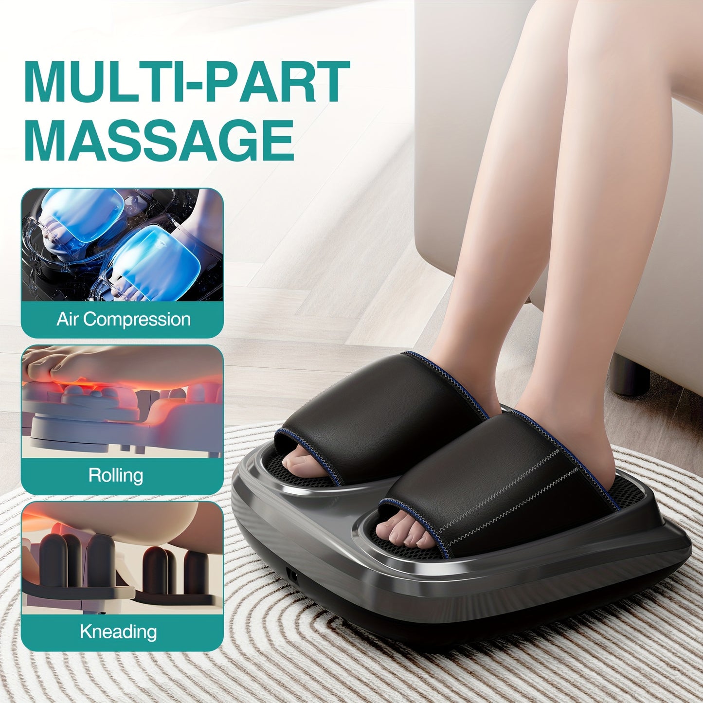 1pc 3D Foot Massager For Circulation With Deep-Kneading And Heat