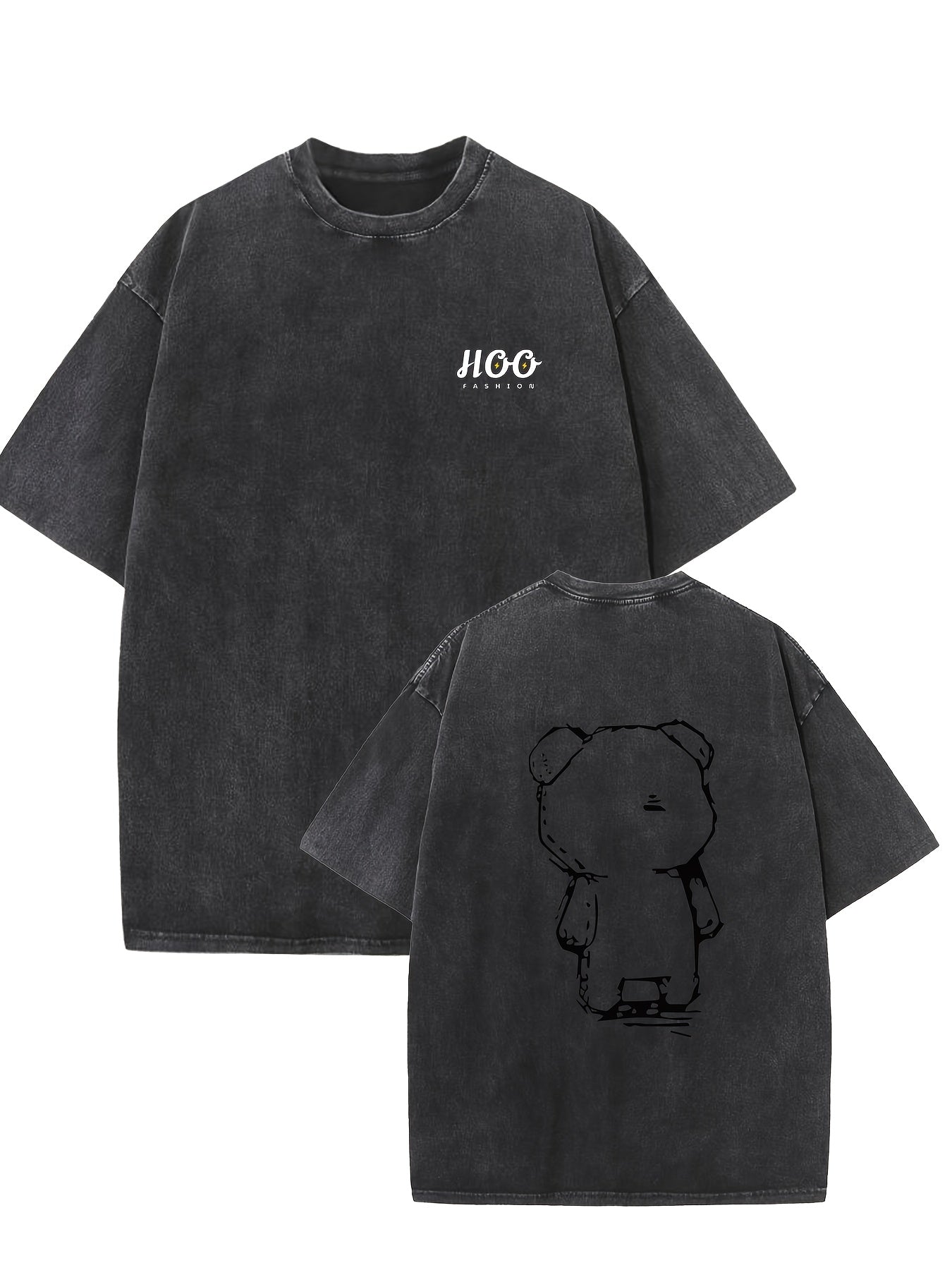 Teddy Bear Oversized Cotton Solid Drop Shoulder T-Shirts