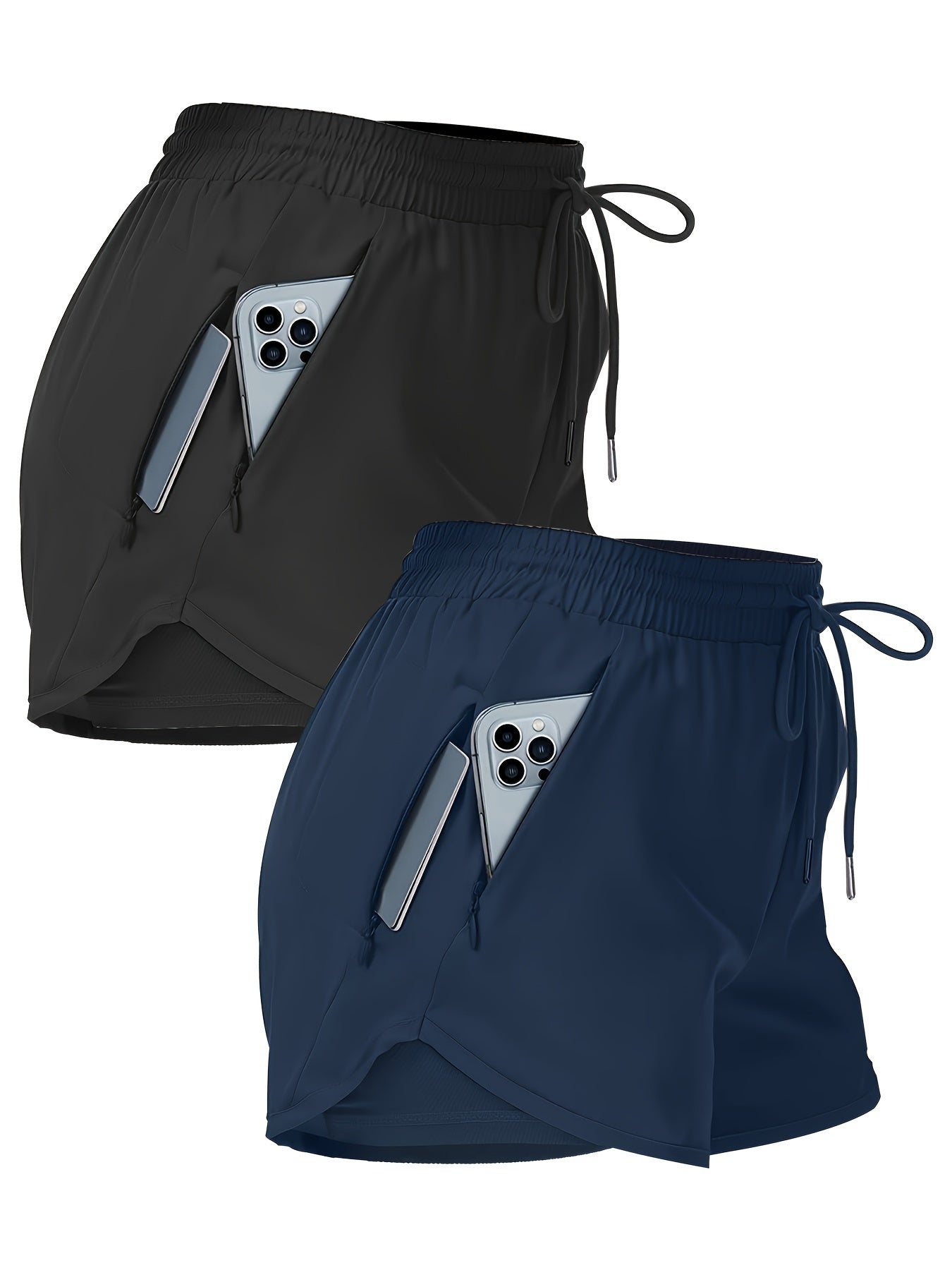 2pcs Causal Sports Shorts With Pocket