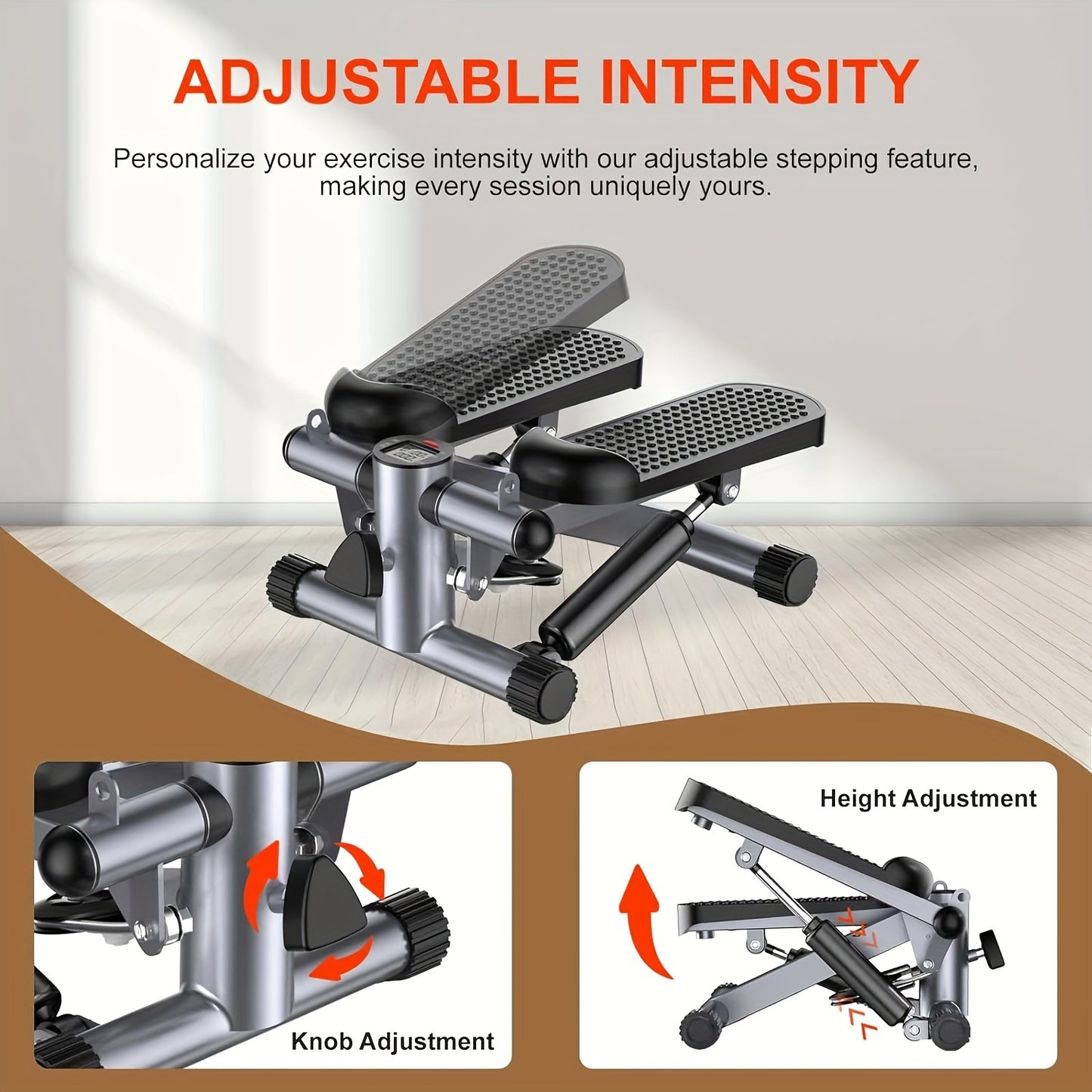 Portable Mini Stair Stepper Machine for Workout, With Resistance Bands