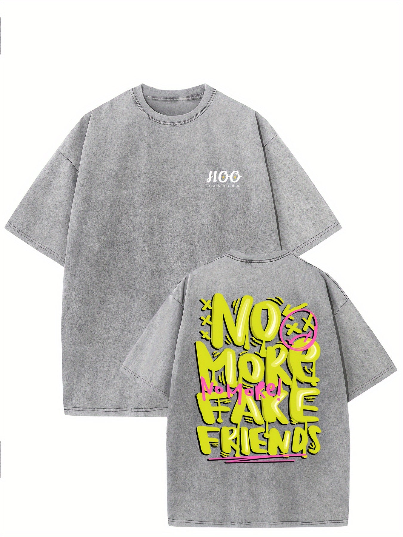 NO MORE FAKE FRIENDS Print Oversized T Shirts